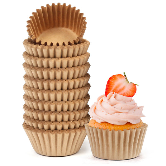 LotFancy 500Pcs Mini Cupcake Liners, Muffin Baking Cup, Small Cupcake Wrappers, Brown