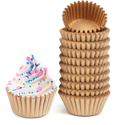 LotFancy 500Pcs Mini Cupcake Liners, Muffin Baking Cup, Small Cupcake Wrappers, Brown