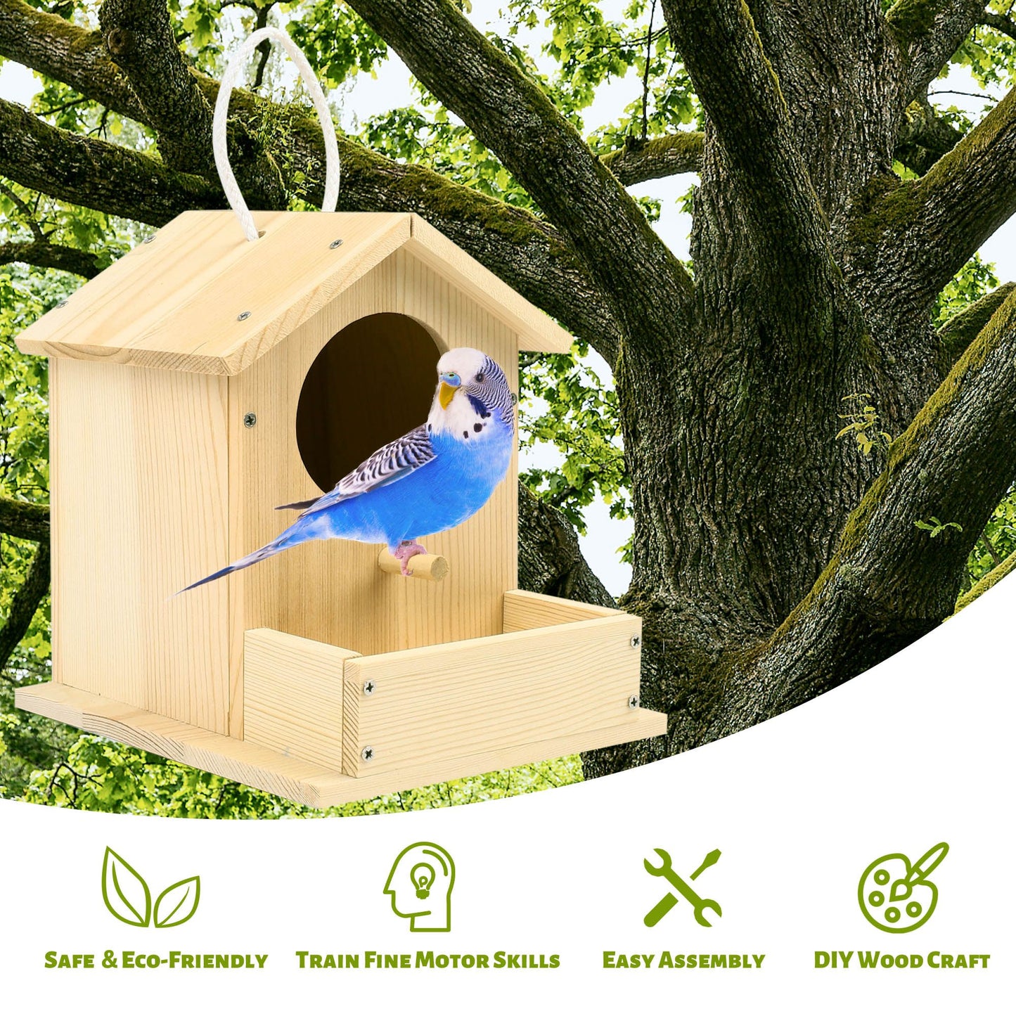 LotFancy Bird House Kit, DIY Wooden Birdhouse Kits, Bulk Arts and Crafts Painting Kits for Kids and Adults to Build and Paint, Including Paints & Brushes