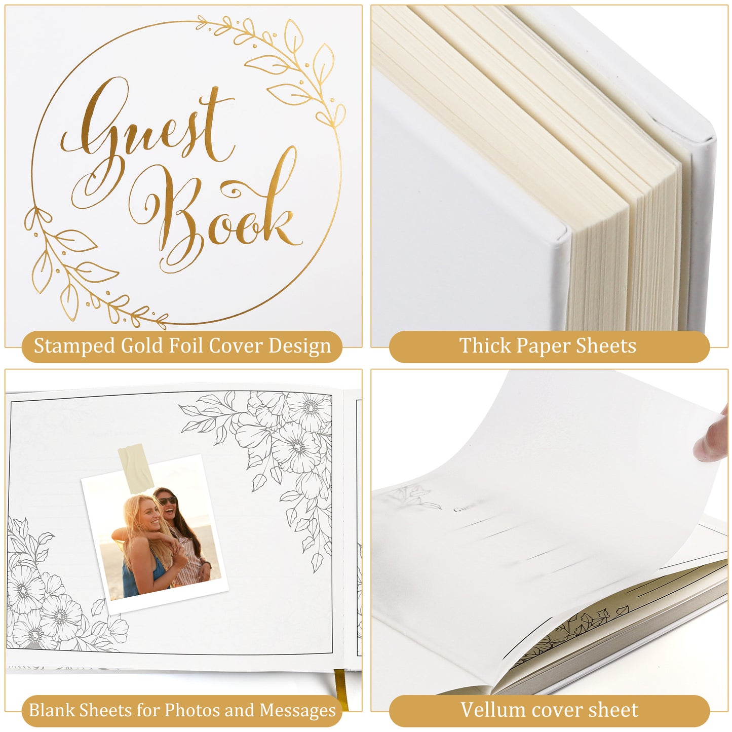 LotFancy Wedding Guest Book, 10x8’’ Sign in Book