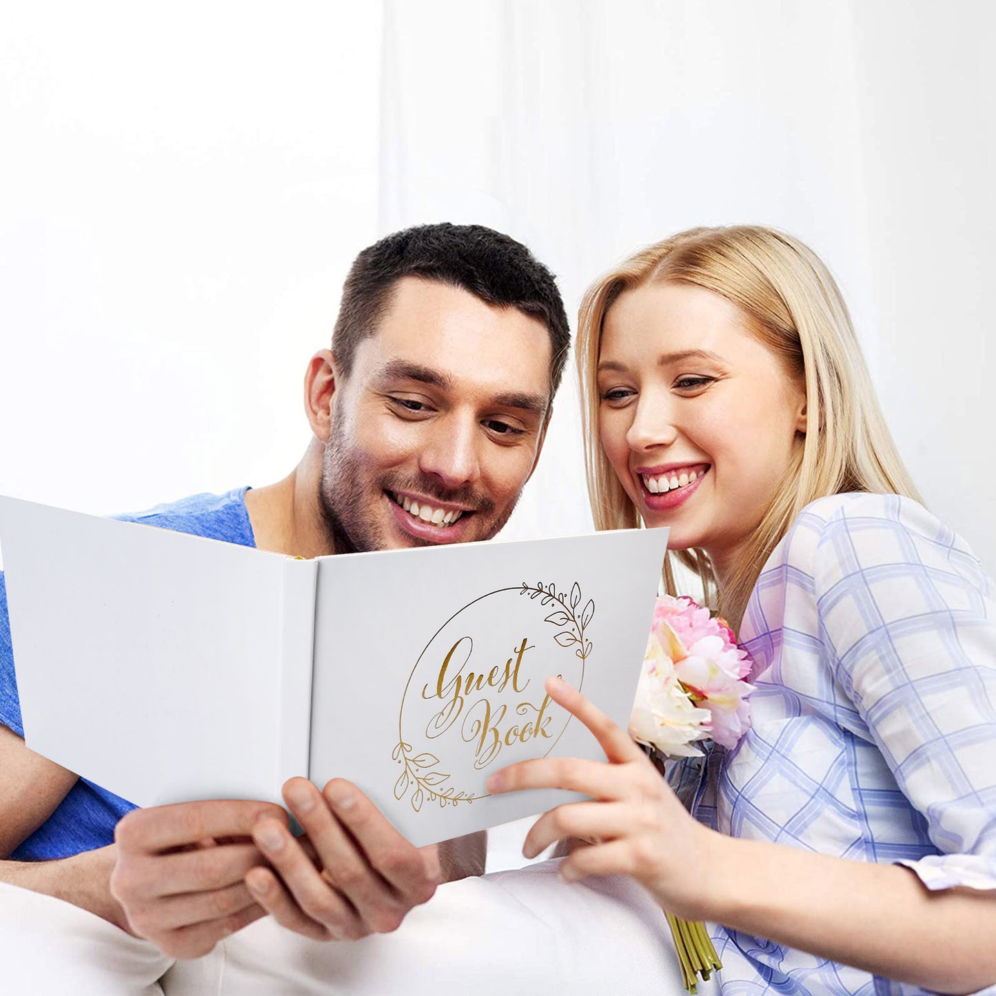 LotFancy Wedding Guest Book, 10x8’’ Sign in Book