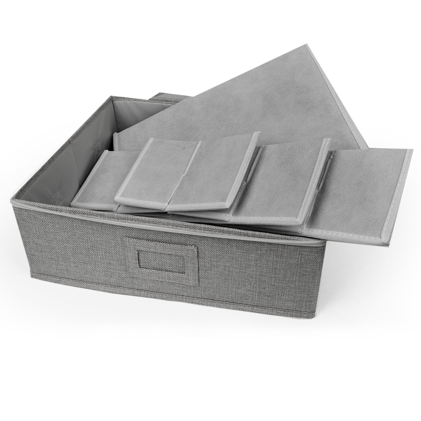 LotFancy Cup and Mug Storage Box with Dividers & Hard Handles,Holds 12 Tea Cups, Gray WMT