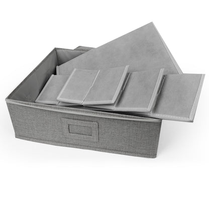 LotFancy Cup and Mug Storage Box with Dividers & Hard Handles,Holds 12 Tea Cups, Gray WMT