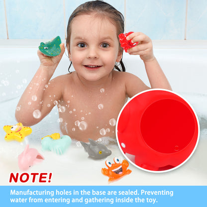 LotFancy 8Pcs Ocean Bath Toys for Toddler Infant, No Hole Mold Free Kids Baby Bath Tub Toys WMT