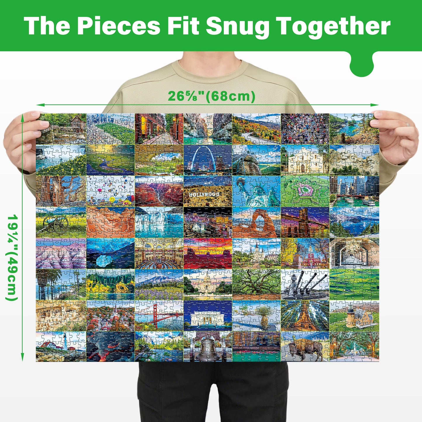 BenBen Jigsaw Puzzles 1000 Pieces for Adults Ages 12+, Iconic America, 26.75 x 19.25 in