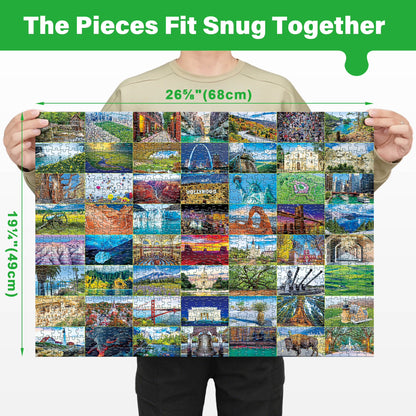 BenBen Jigsaw Puzzles 1000 Pieces for Adults Ages 12+, Iconic America, 26.75 x 19.25 in