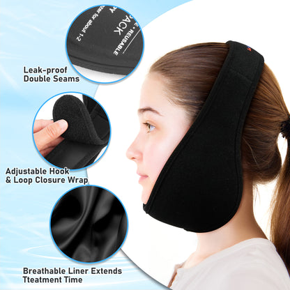 LotFancy Wisdom Teeth Ice Pack Head Wrap, Face Ice Pack for TMJ Jaw Toothache Pain Relief, with 4 Reusable Hot Cold Therapy Gel Packs, for Chin, Oral and Facial Surgery, Black PMT