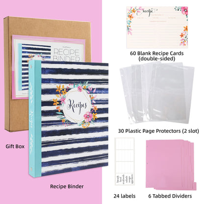 LotFancy Recipe Binder, 3-Ring Recipe Binder, Kitchen Recipe Cards Binder Organizer Set, 8.5" x 10"
