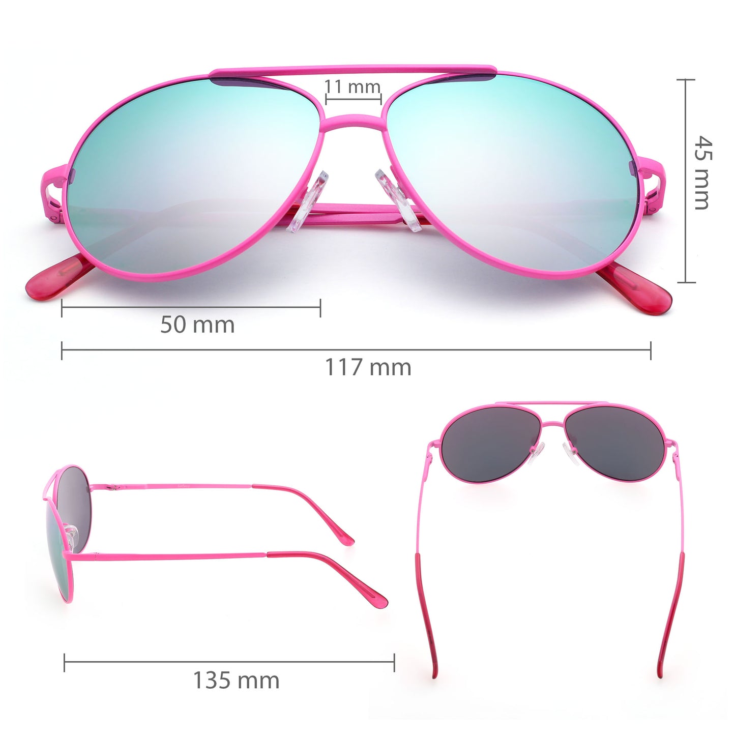 LotFancy Aviator Sunglasses for Kids Girls Boys, with Case, Children Shades Age 3-12, UV 400 Protection, Beach Essentials