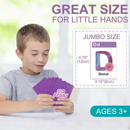 BenBen Alphabet Go Fish Card Game for Kids 3+,104 Cards, Oversized ABC Learning Playing Cards