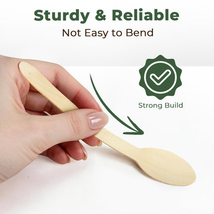 LotFancy 100 Pc Disposable Utensils, Wooden Disposable Cutlery Set,50 Forks, 50 Spoons