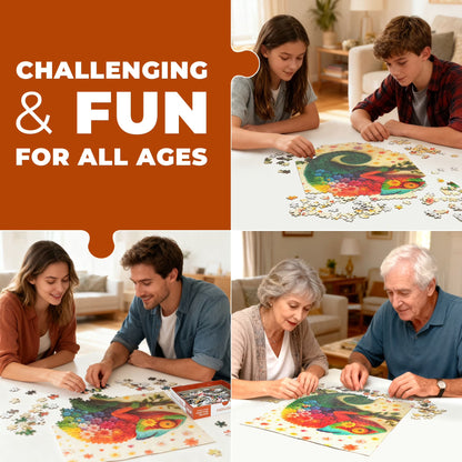 BenBen Puzzles for Adults 1000 Pieces, Floral Chameleon Jigsaw Puzzles, 26.7x18.9 in