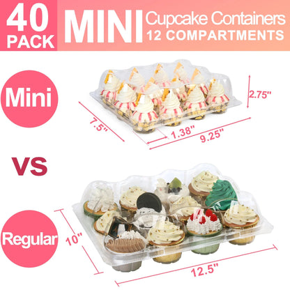 LotFancy Stackable Mini Cupcake Carrier Holders Containers with 488 Mini Cupcake Liner, 12 x 40 Sets