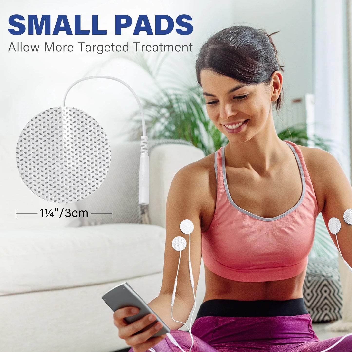 LotFancy TENS Unit Electrode Pads, 40Pcs 1.25" Round Reusable Electrodes Pads for EMS Muscle Stimulator