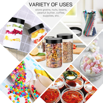 LotFancy Clear Plastic Food Storage Jar with Airtight Lid, 27 Ounce (3 Count)
