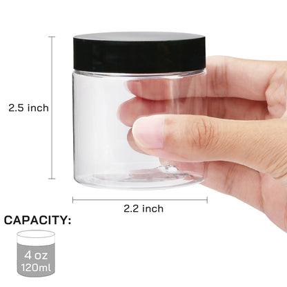 LotFancy 4oz Plastic Jars with Lids, 12 Pack Small Clear Containers for Craft DIY Cream Slime Candy