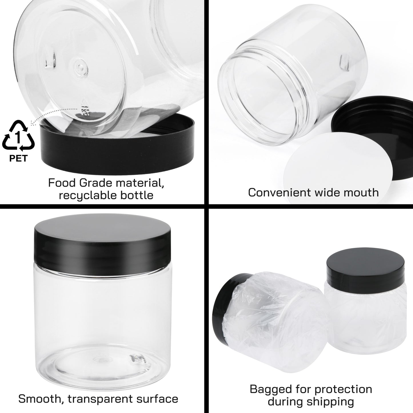 LotFancy 4oz Plastic Jars with Lids, 12 Pack Small Clear Containers for Craft DIY Cream Slime Candy