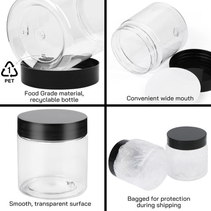 LotFancy 4oz Plastic Jars with Lids, 12 Pack Small Clear Containers for Craft DIY Cream Slime Candy