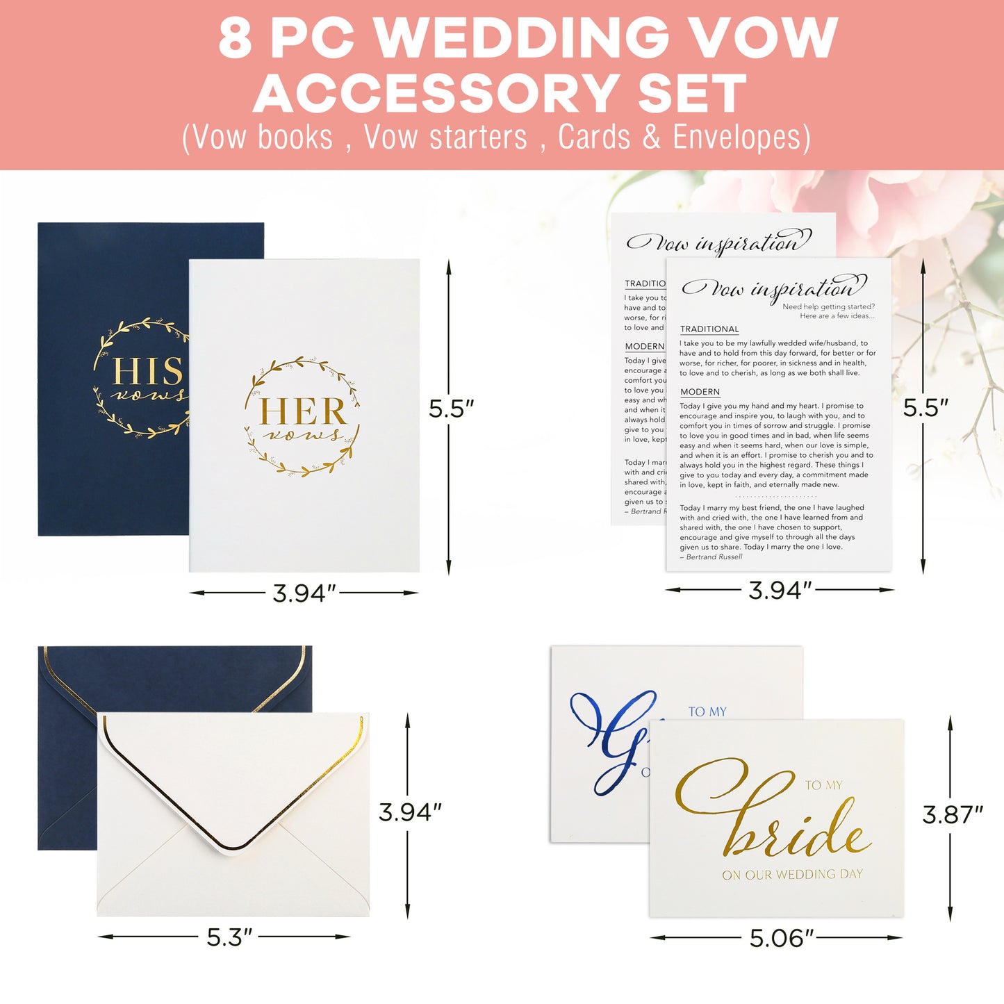 LotFancy Wedding Vow Book for Her & Him, Wedding Essentials, Wedding Registry Ideas,Ceremony Vows