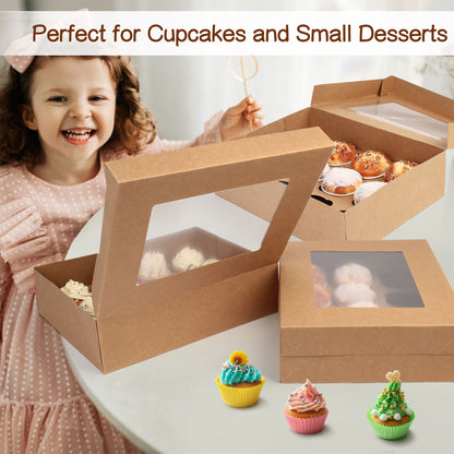 LotFancy Cupcake Boxes 12 Count, Dozen Cupcake Containers with Window and Inserts, White Bakery Boxes, Disposable Pastry Carrier Holders for Cookies, Treats, Dessert, Muffins