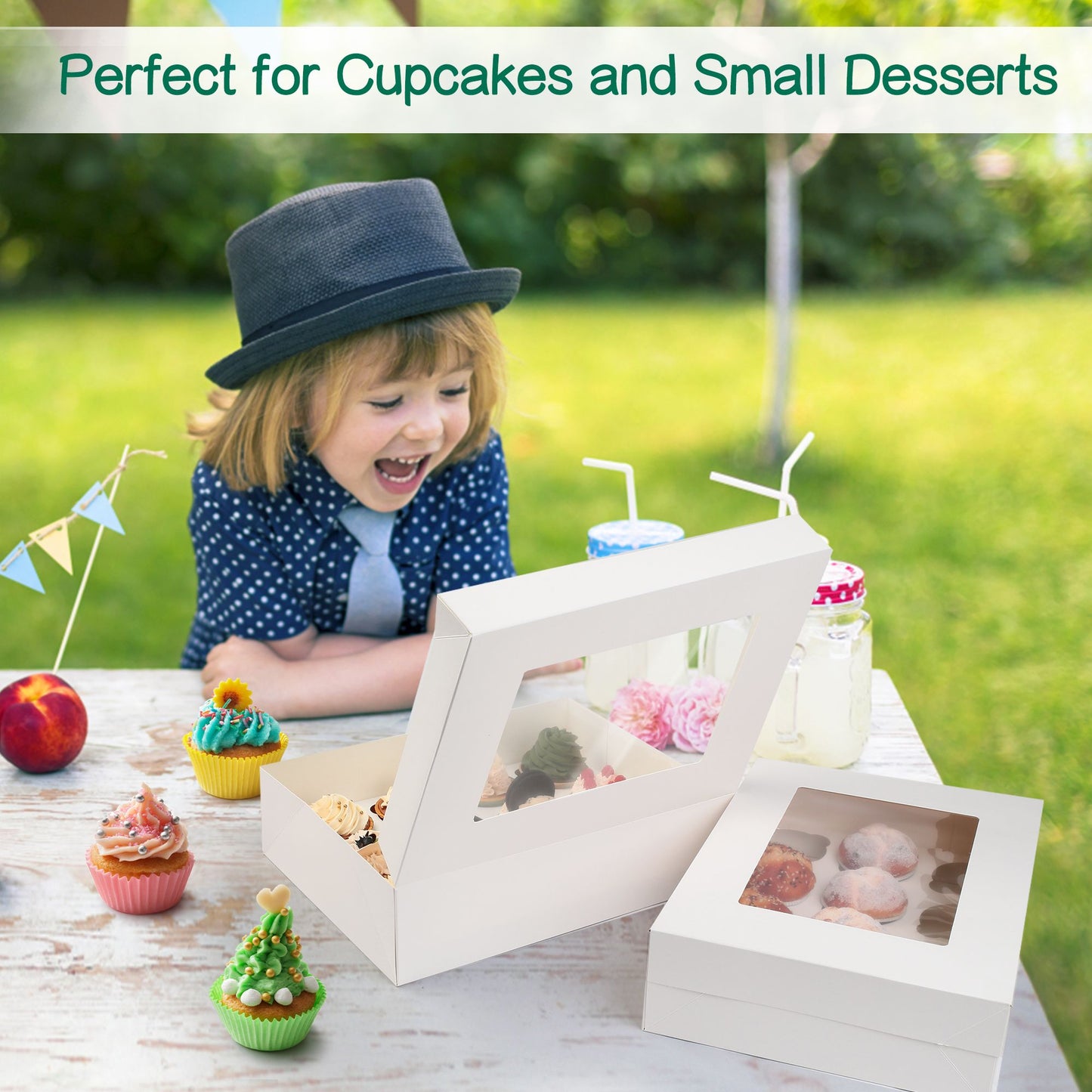 LotFancy 12 Count Cupcake Boxes,8 Pack Dozen Cupcake Containers with Window and Inserts