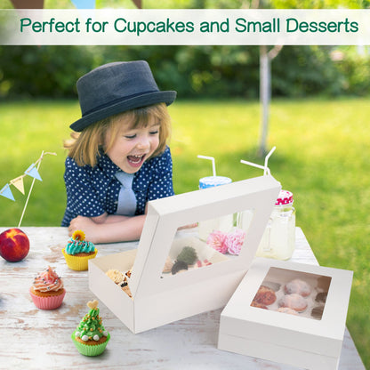 LotFancy 12 Count Cupcake Boxes,8 Pack Dozen Cupcake Containers with Window and Inserts