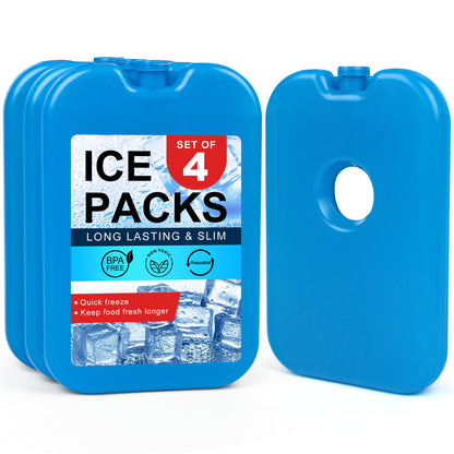 LotFancy Ice Packs for Cooler and Lunch Box, Reusable Freezer Packs for Lunch Bags, Slim Blue Ice Blocks, Long Lasting, Refreezable Flat Cool Packs for Food, Drinks, Milk