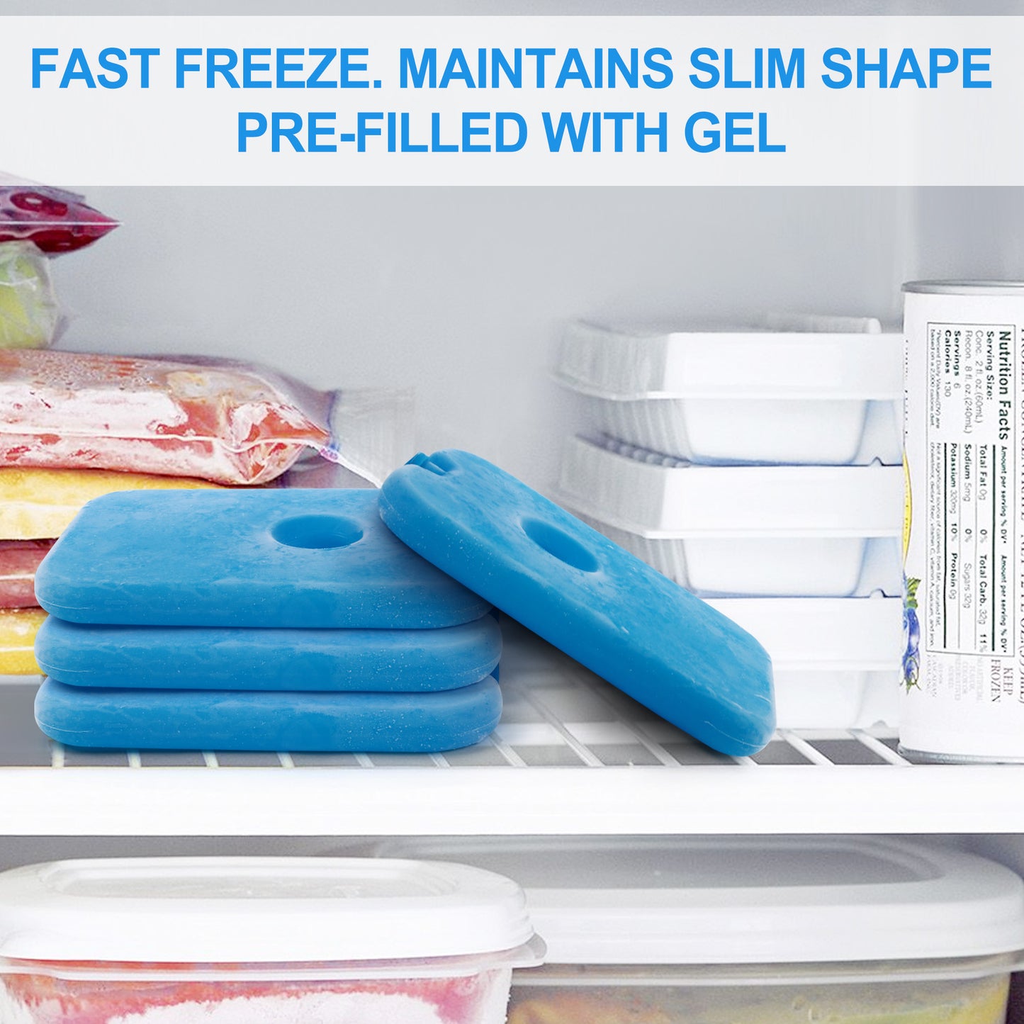 LotFancy 4 Ice Packs for Cooler and Lunch Box, Reusable Freezer Packs, 7x4.75x0.75 in