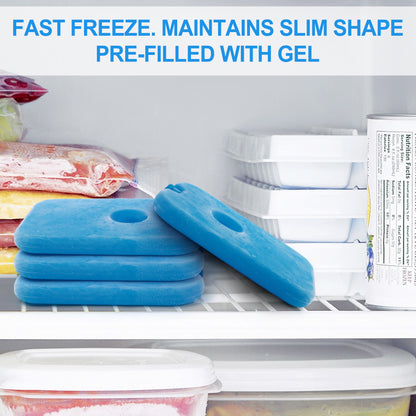 LotFancy 4 Ice Packs for Cooler and Lunch Box, Reusable Freezer Packs, 7x4.75x0.75 in