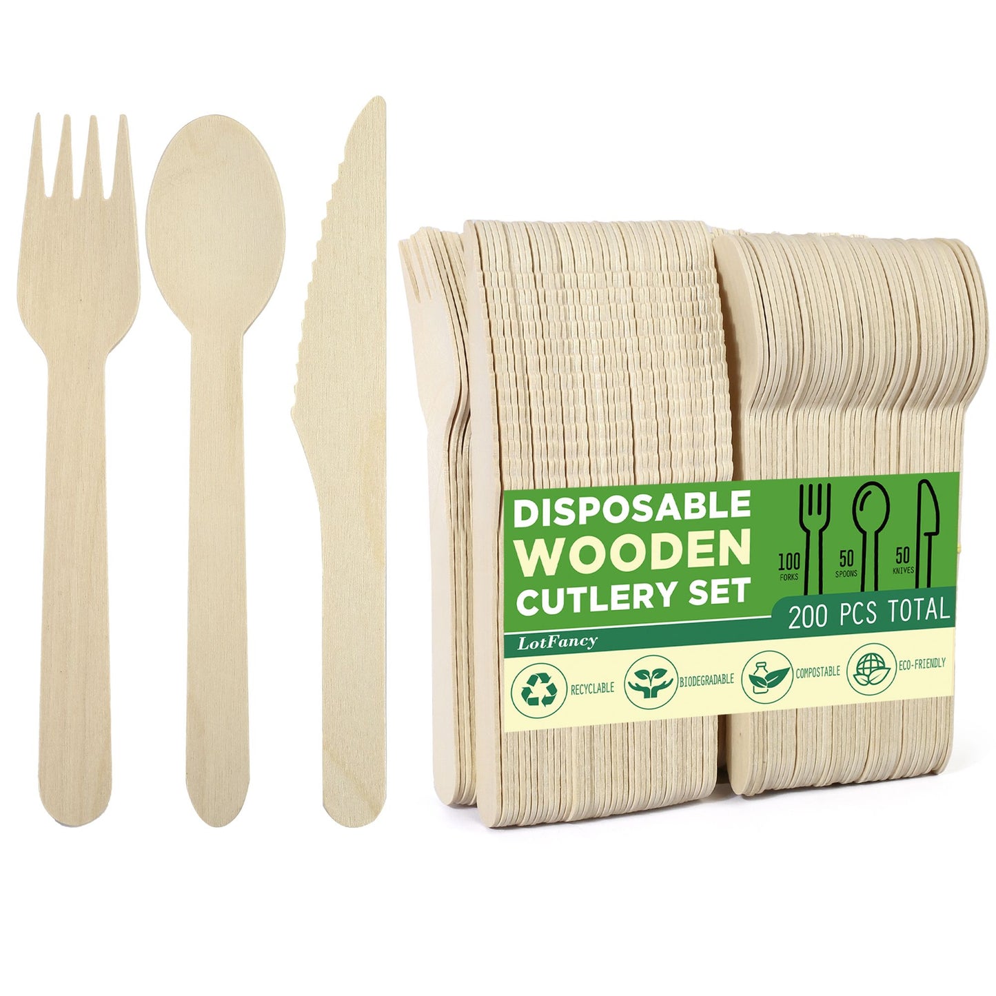 LotFancy Wooden Spoons, Disposable Tasting Sampling Spoons with Concave Tip, Biodegradable and Compostable