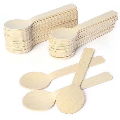 LotFancy Wooden Spoons, Disposable Tasting Sampling Spoons with Concave Tip, Biodegradable and Compostable