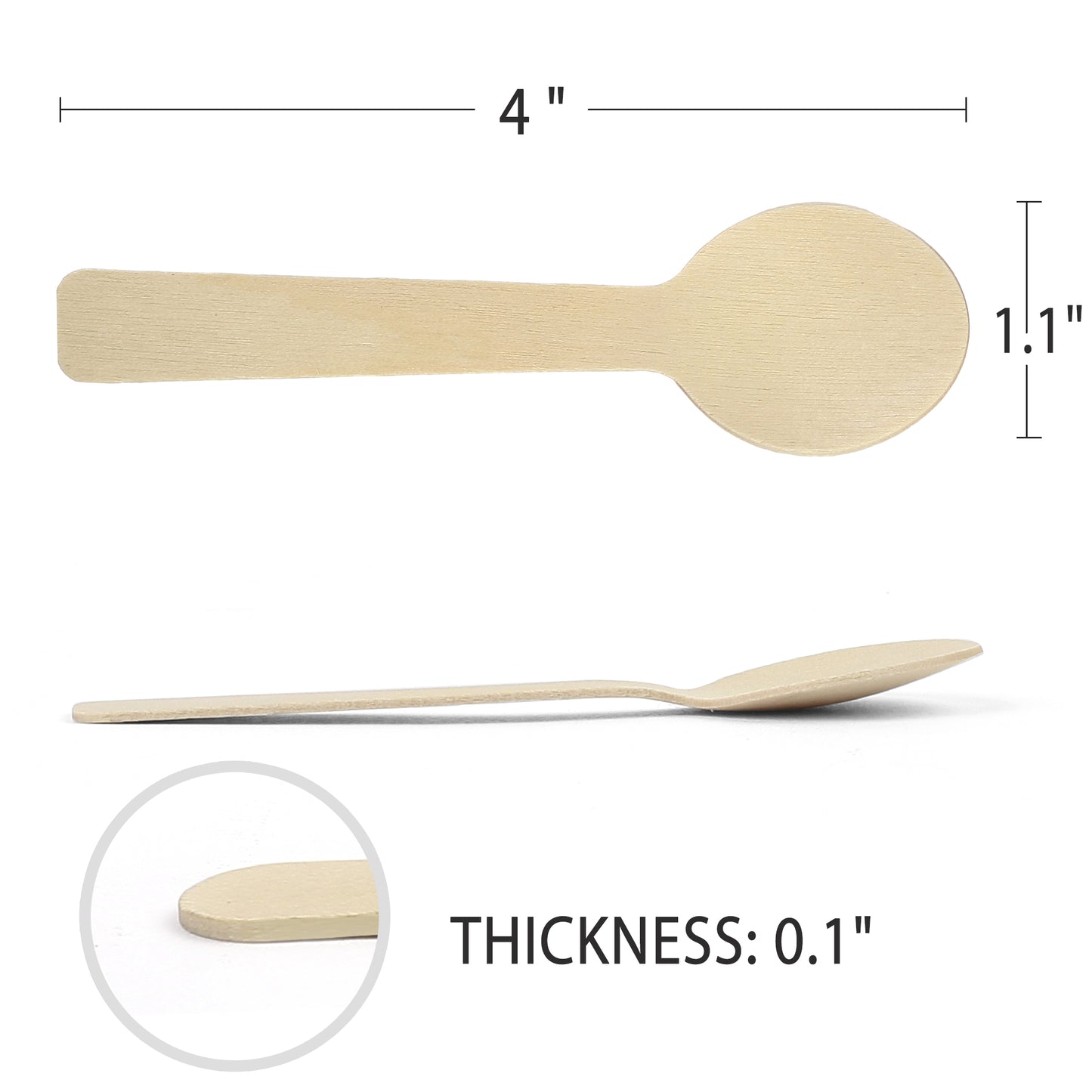 LotFancy Wooden Spoons, Disposable Tasting Sampling Spoons with Concave Tip, Biodegradable and Compostable