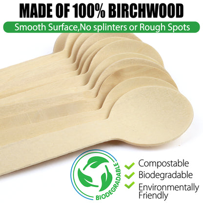 LotFancy Wooden Spoons, Disposable Tasting Sampling Spoons with Concave Tip, Biodegradable and Compostable