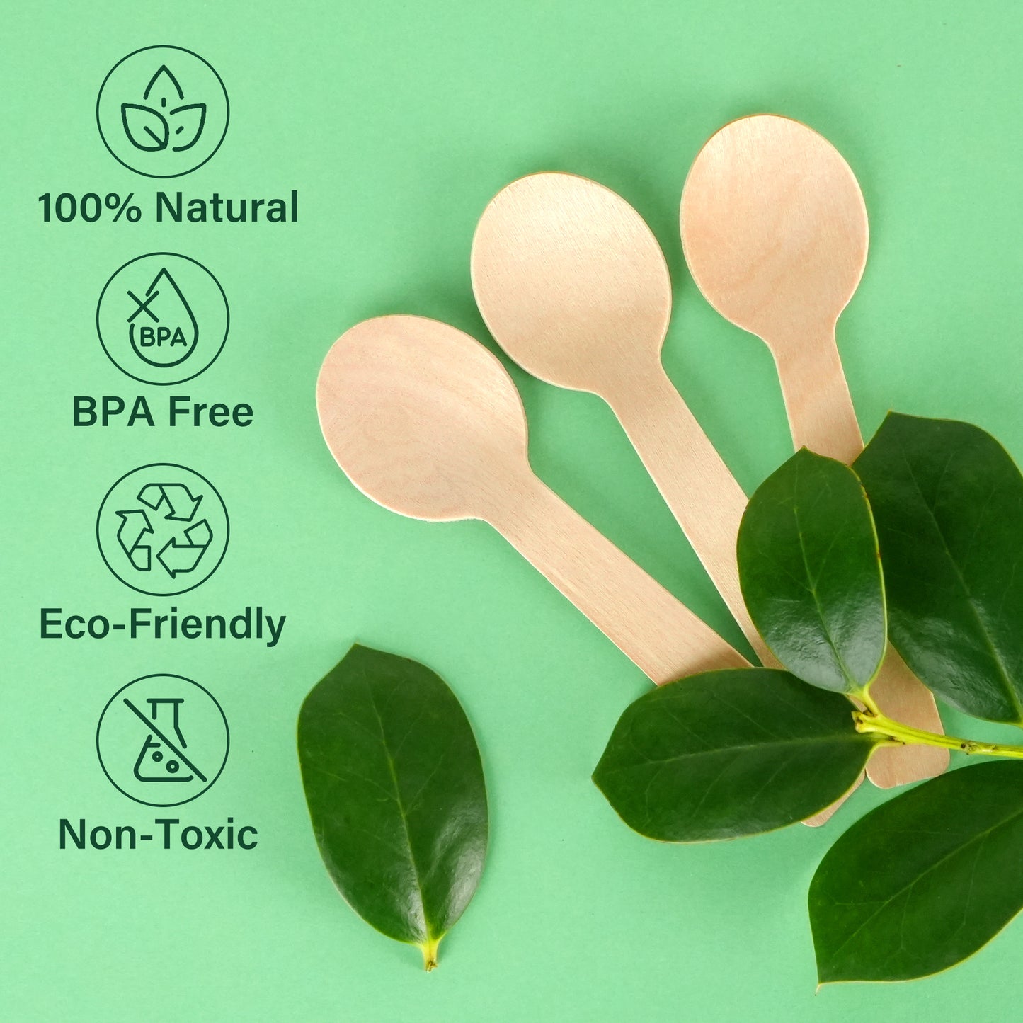LotFancy 200 Mini Disposable Wooden Spoons, 4 in Compostable Small Tasting Sampling Spoons