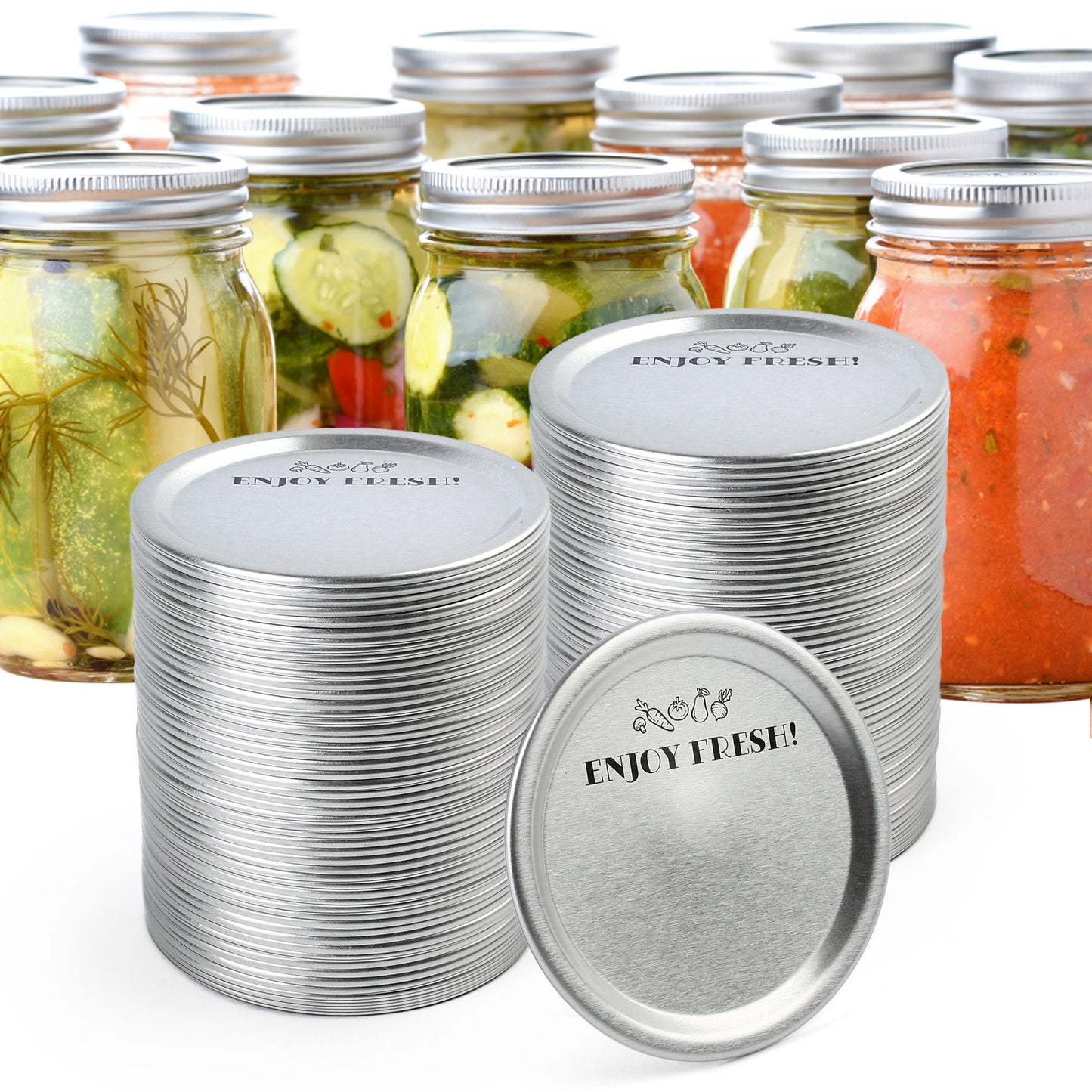 Canning Lids Wide Mouth, 114-Count, Mason Jar Lids for Ball, Kerr Jars, Split-Type Airtight Leakproof, Food Grade Material, Thick Metal Canning Tops, 100% Fit for Large Mouth Jars