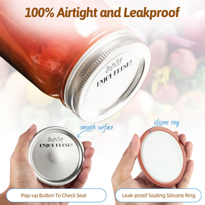 Canning Lids Wide Mouth, 114-Count, Mason Jar Lids for Ball, Kerr Jars, Split-Type Airtight Leakproof, Food Grade Material, Thick Metal Canning Tops, 100% Fit for Large Mouth Jars