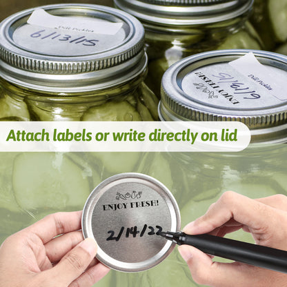 Canning Lids Wide Mouth, 114-Count, Mason Jar Lids for Ball, Kerr Jars, Split-Type Airtight Leakproof, Food Grade Material, Thick Metal Canning Tops, 100% Fit for Large Mouth Jars