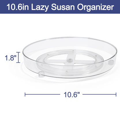 LotFancy Lazy Susan Organizers, 10.6” Clear Turntable Organizer for Kitchen, Cabinet, Fridge, Pantry, Countertop, Bathroom Storage