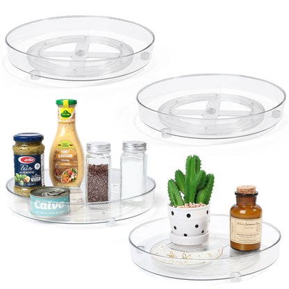 LotFancy Lazy Susan Organizers, 10.6” Clear Turntable Organizer for Kitchen, Cabinet, Fridge, Pantry, Countertop, Bathroom Storage