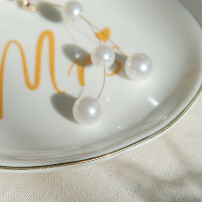 LotFancy Ring Dish Holder, Mrs Ceramic Gold Trinket Dish, Jewelry Dish Gift for Bride, Girlfriend, Wife