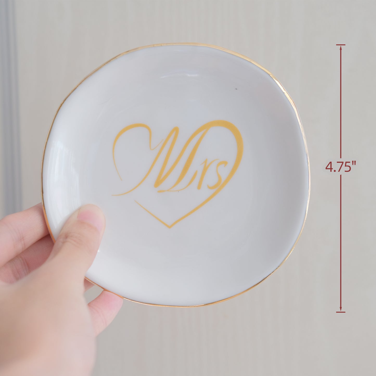 LotFancy Jewelry Dish Holder, Mrs Gold Trinket Dish Ring Dish Tray, Wedding Gift for Bride