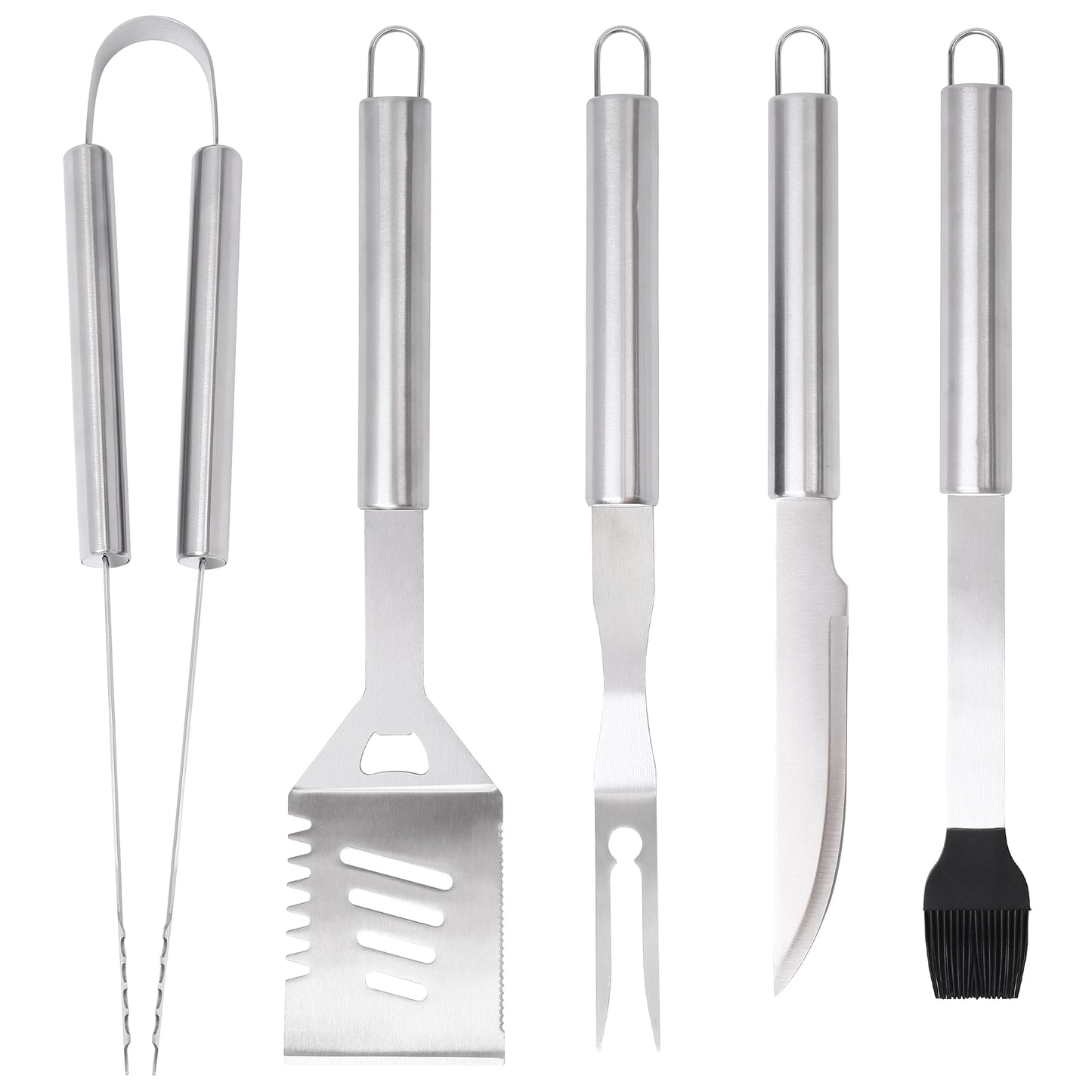 LotFancy Grill Accessories Set, 5Pcs BBQ Barbeque Tools, Spatulas, Tongs, Scraper , Fork, Brush
