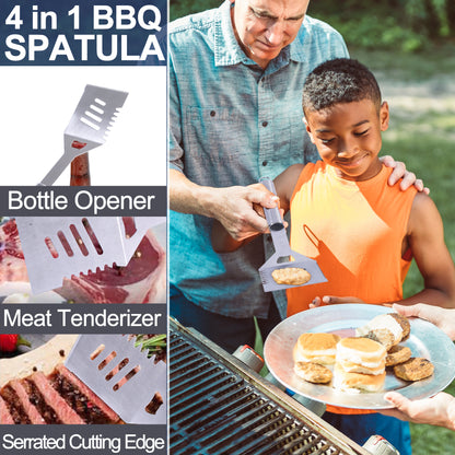 LotFancy Grill Accessories Set, 5Pcs BBQ Barbeque Tools, Spatulas, Tongs, Scraper , Fork, Brush