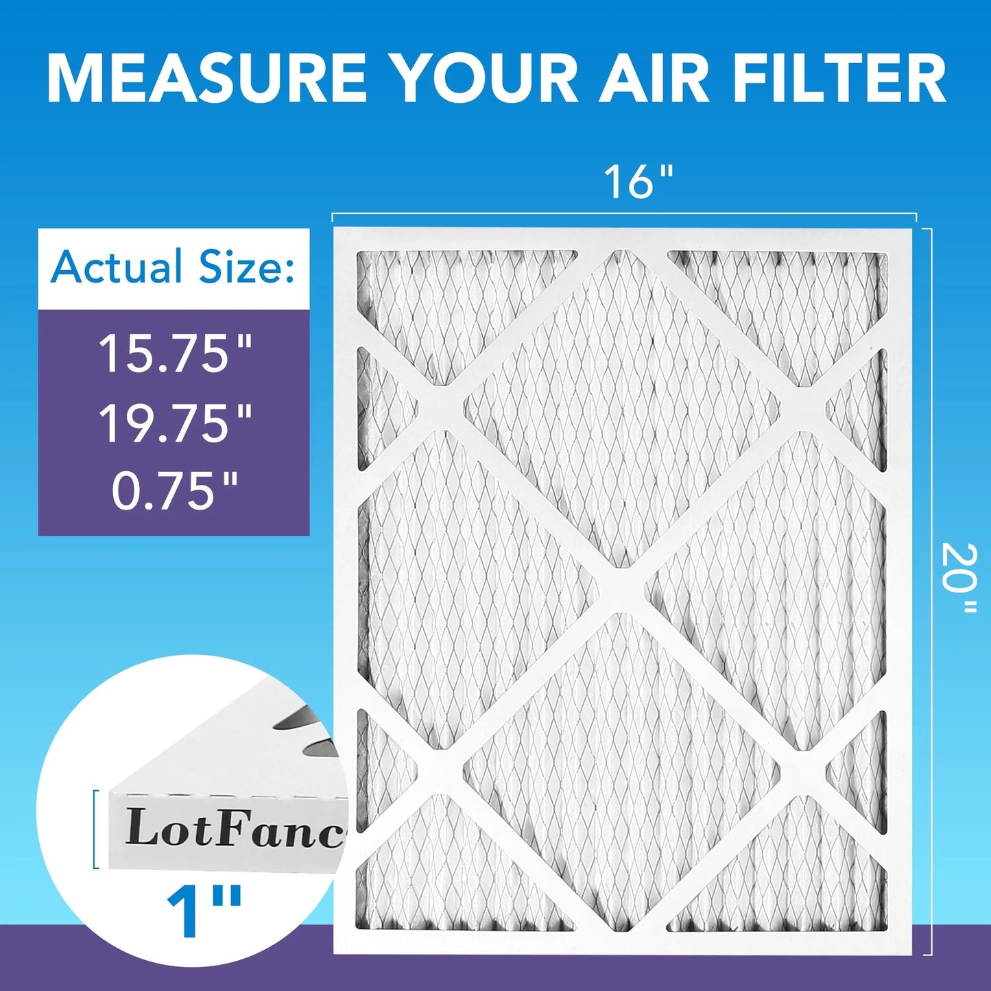 LotFancy 16x20x1 Air Filters, MERV 11 Pleated HVAC AC Furnace Air Filters, 4 Pack