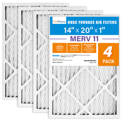 LotFancy 14x20x1 Air Filters, 4 Pack, MERV 11 Pleated HVAC AC Furnace Filters
