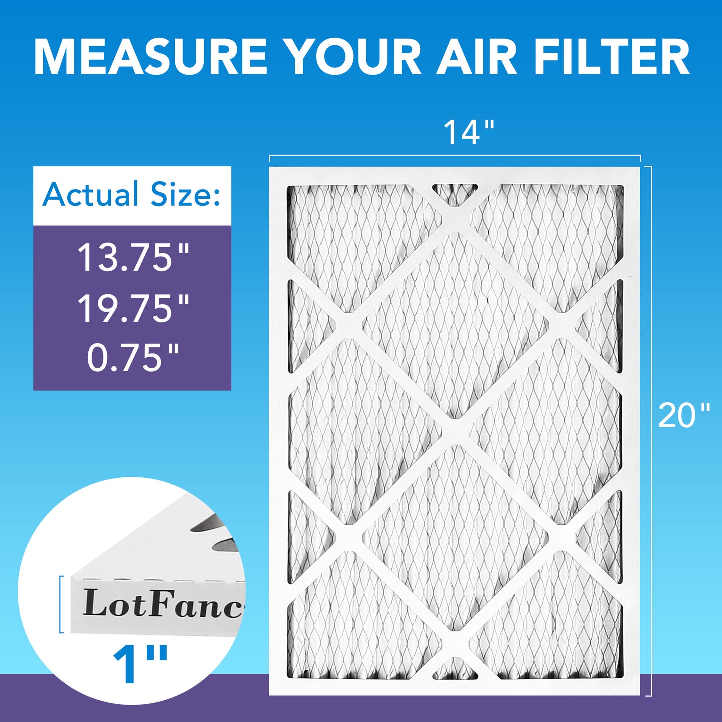 LotFancy 14x20x1 Air Filters, MERV 11 Pleated HVAC AC Furnace Air Filters, 6 Pack