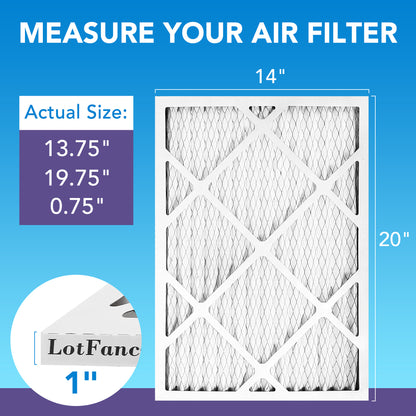 LotFancy 14x20x1 Air Filters, MERV 11 Pleated HVAC AC Furnace Air Filters, 6 Pack