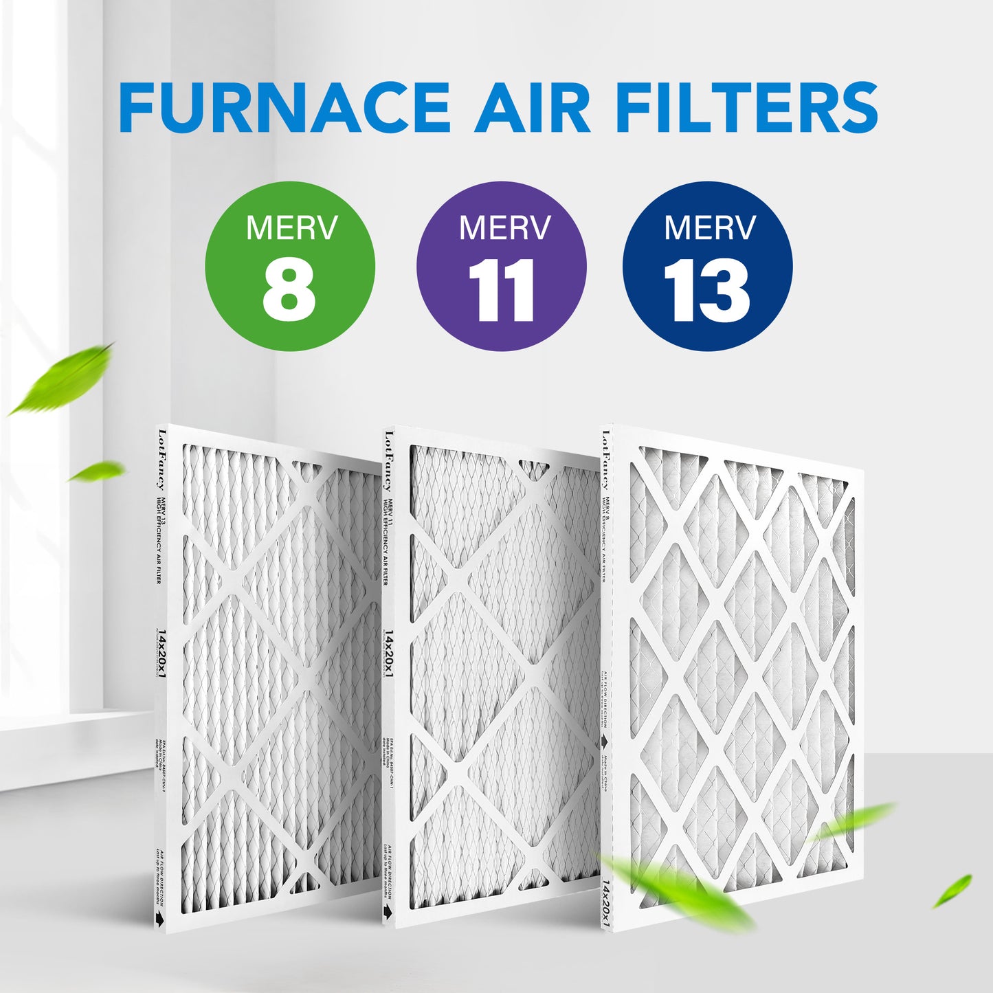 LotFancy 14x20x1 Air Filters, MERV 11 Pleated HVAC AC Furnace Air Filters, 6 Pack