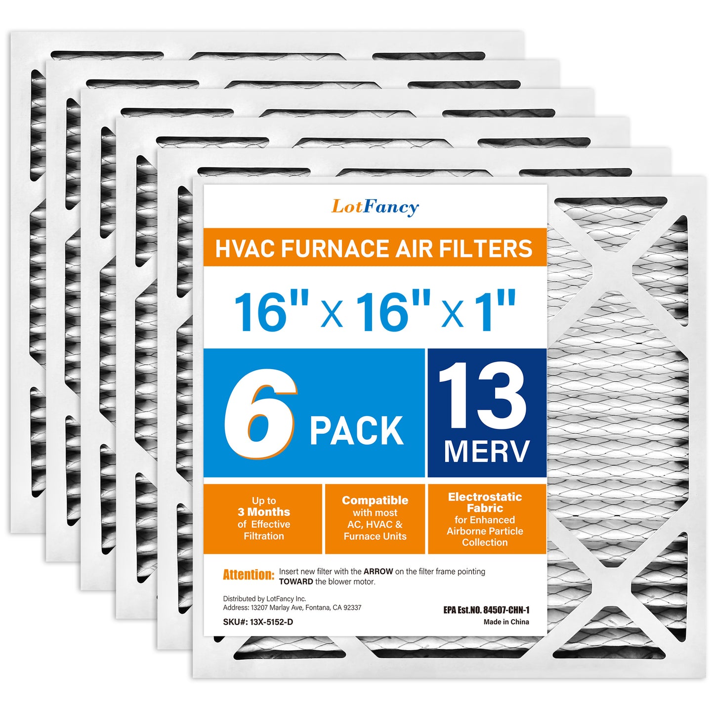 LotFancy MERV 8 11 13 Air Filters, Pleated AC Furnace Filters, Air Conditioner HVAC Filters