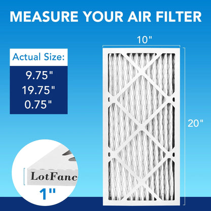 LotFancy 10x20x1 Air Filters, MERV 13 Pleated HVAC AC Furnace Air Filters, 6 Pack